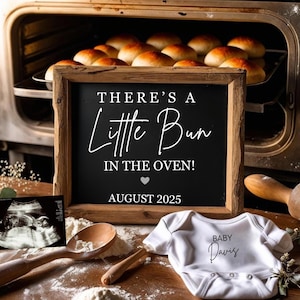 Bun in the Oven Pregnancy Announcement Digital Baking Pregnancy Announcement Sweet Treat Baby Reveal Gender Neutral Social Media Reveal