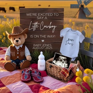 Western Pregnancy Announcement Rodeo Pregnancy Announcement Cowboy Baby Reveal Boy Gender Neutral Baby Announcement Social Media Template