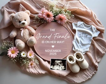 Last Baby Girl Pregnancy Announcement Digital It's A Girl Announcement Grand Finale Pregnancy Minimalist Girl Gender Reveal Social Media