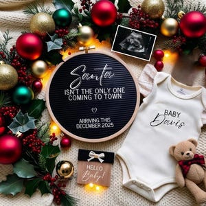Weihnachten Schwangerschaftansage Digitaler Feiertag Schwangerschaftsansage Dezember Baby offenbaren Weihnachtsbaby-Ankündigung Social Media Vorlage