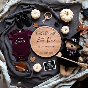 Halloween Pregnancy Announcement Magical Witchy Pregnancy Announcement Spooky Pregnancy October Baby Reveal Witchy Gender Neutral Baby Post