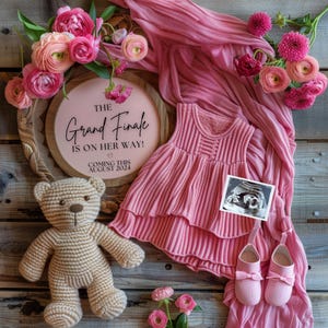 Anuncio de bebé "Es una niña" Último bebé niña Embarazo digital Niña boho floral Revelación de género de niña Revelación de hermana pequeña Revelación de bebé sencilla