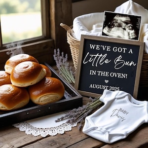 Buns in the Oven Pregnancy Announcement Digital Baking Pregnancy Announcement Sweet Treat Baby Reveal Gender Neutral Social Media Reveal