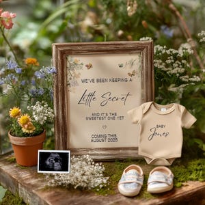 Neutral Pregnancy Announcement Floral Baby Announcement Digital Spring Announcement Social Media Template Pregnancy Gender Reveal Floral