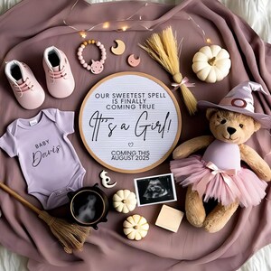 Faire-part de grossesse sorcier Halloween Faire-part de grossesse sorciere Faire-part de grossesse sorciere de grossesse fille simple Faire-part de grossesse automne enchanteur
