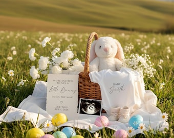 Simple Easter Pregnancy Announcement Digital Bunny Pregnancy Announcement Easter Baby Reveal Announcement Spring Baby Reveal Social Media