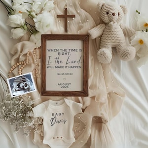 Religiöse Schwangerschaftsankündigung Digitale Schrift Schwangerschaft Christliche Schwangerschaft Neutral Gender Reveal Neutral Baby Ankündigung Social Media