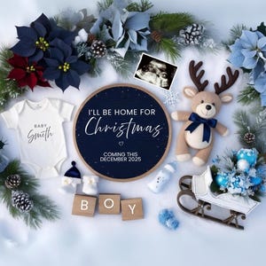 Christmas Pregnancy Announcement Its A Boy Pregnancy Announcement December Baby Reveal Christmas Baby Announcement Social Media Template