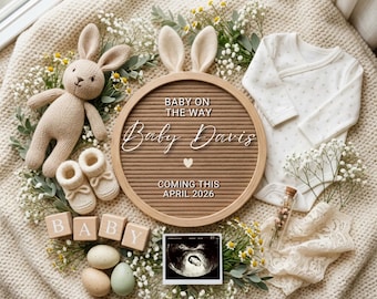Easter Baby Announcement Digital Spring Baby Reveal Easter Pregnancy Announcement Spring Floral Pregnancy Social Media Reveal Editable