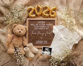 New Year Pregnancy Announcement New Year Baby Announcement Gender Neutral Baby Reveal January Baby New Years Pregnancy Social Media Reveal