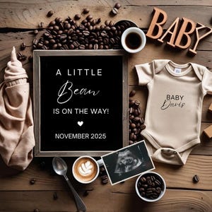 Coffee Pregnancy Announcement Digital Coffee Baby Announcement Spill The Beans Coffee Announcement Gender Neutral Baby Reveal Social Media