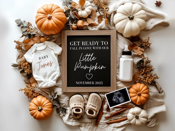 Fall Pregnancy Announcement Fall Baby Announcement Digital Autumn Baby Announce Neutral Instant Editable Social Media Gender Neutral