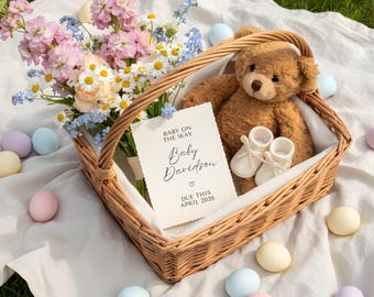 Easter Baby Announcement Digital Spring Announcement Easter Baby Reveal Spring Announcement Easter Bunny Pregnancy Social Media Reveal
