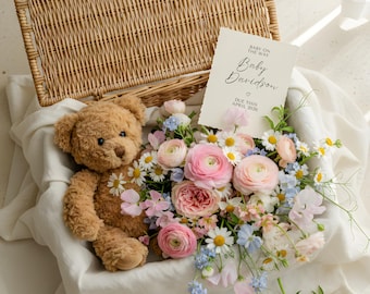 Simple Mother's Day Pregnancy Digital Spring Announcement Flower Baby Reveal Neutral Baby Announcement Floral Social Media Reveal