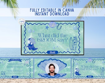 What Did The Groom Say Coastal Cowgirl Bachelorette Games Groom Trivia Last Toast on the Coast Bach Drinking Game Beach Hens Party Trivia