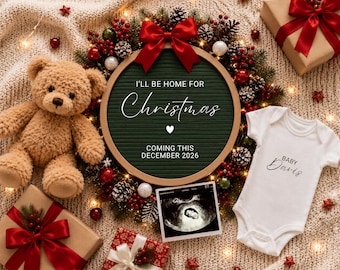 December Baby Announcement Digital December Reveal Christmas Pregnancy Announcement Holiday Baby Simple Pregnancy Neutral Announce Social