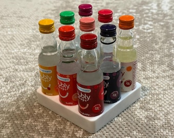 Sodastream Bubly Drops Bottle Organizer Tray – Custom 3D Printed Holder Rack for Flavors in Multiple Sizes & Colors for Countertop or Fridge
