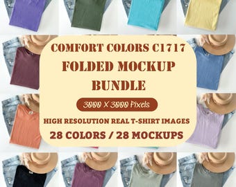 Comfort Colors C1717 T-shirt Folded Mockup Bundle, Comfort Colors T-shirt Mockup Bundle, Comfort Colors C1717 Flat Lay T-shirt Mockup Bundle