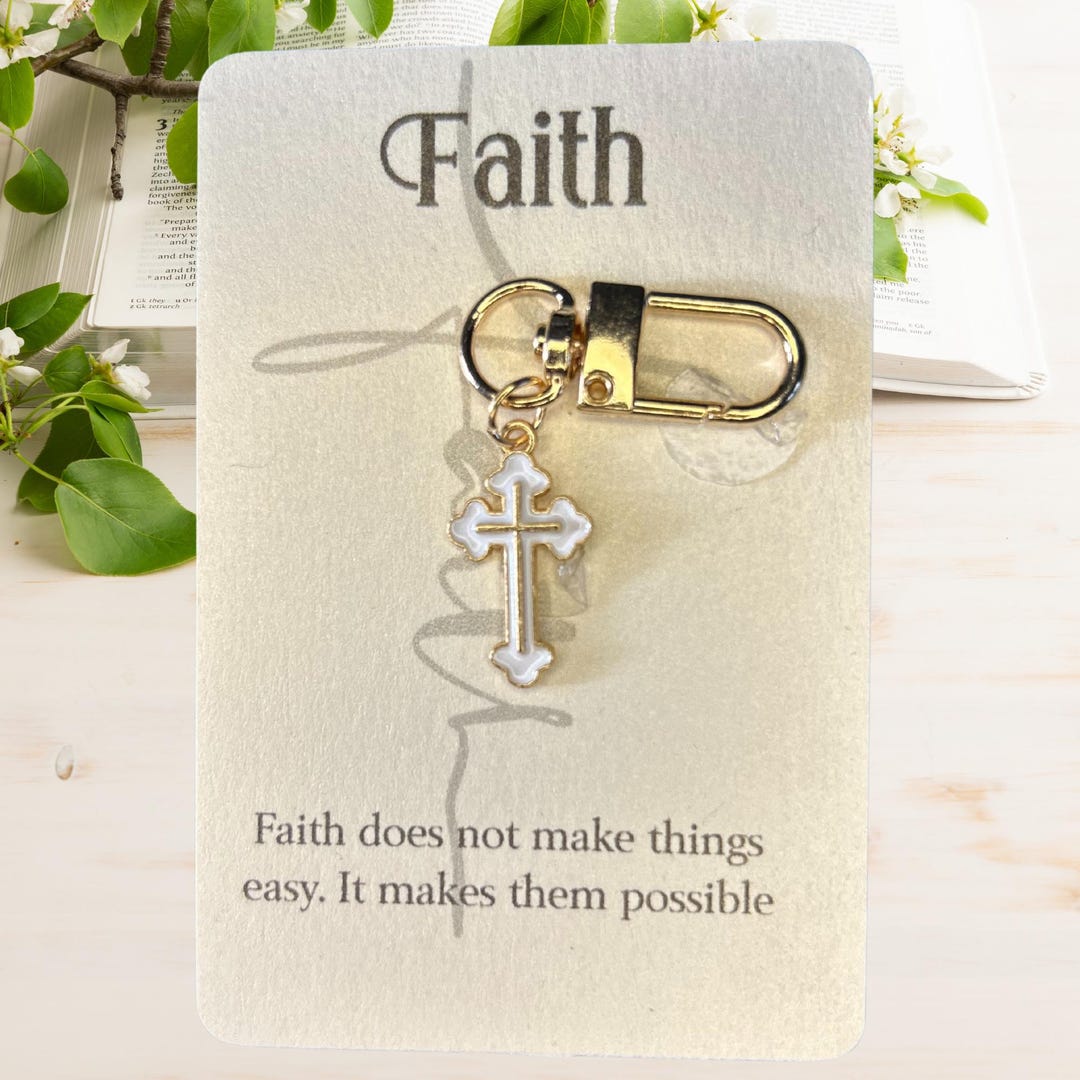 Faith Keychain | Christian Cross Keyring | 10 Designs | Enamel & Metal ...