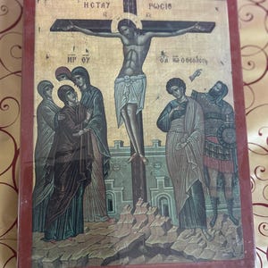 Crucifixion of Jesus Christ - Vintage Orthodox Icon