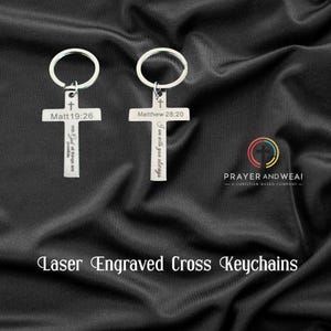 Laser gravierte Kreuz Schlüsselbund: Edelstahl Christian Bibel Vers Geschenk