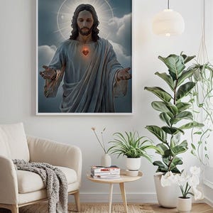 Sacred Heart of Jesus Digital Art Print | Instant Download | Religious Wall Art