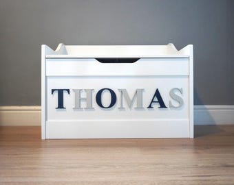 Personalised Wooden Toybox Large Girls Boys Children Customised With Safety Hinge