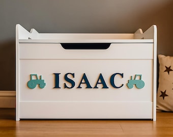 Personalised Wooden Toybox Large Girls Boys Children Customised With Safety Hinge
