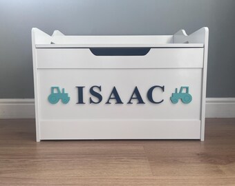 Personalised Wooden Toybox Large Girls Boys Children Customised With Safety Hinge