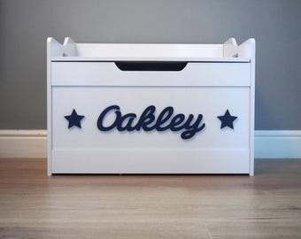 Personalised Wooden Toybox Large Girls Boys Children Customised With Safety Hinge