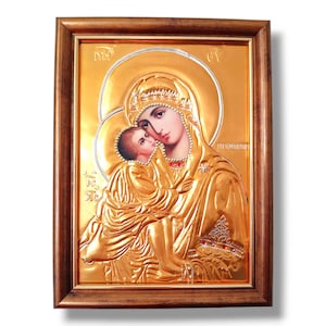 Tender Kissing Mary(Glykophilousa) icon, Sweet Kissing icon, Virgin Mary Icon,Mother of Jesus Icon, Mary and Baby Jesus Greek Orthodox icon