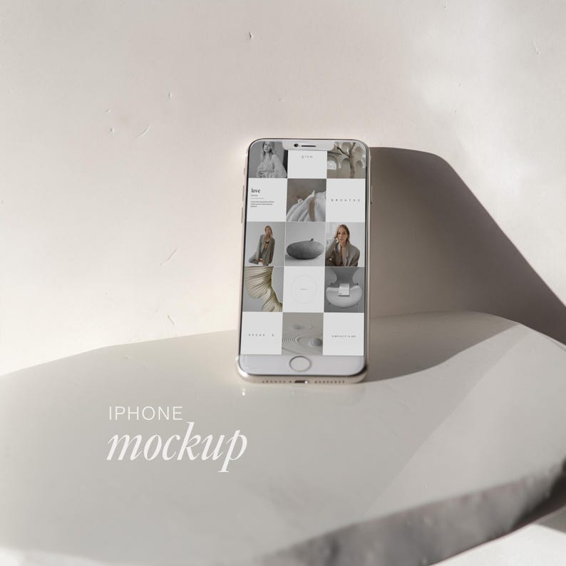 Bright White iPhone Mockup | Clean Aesthetic, Screen Template (PSD) image 1
