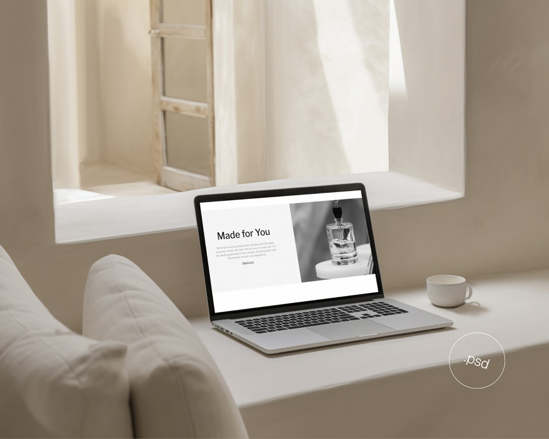 Minimalist MacBook Mockup | Villa Interior Website Design (PSD) - Etsy