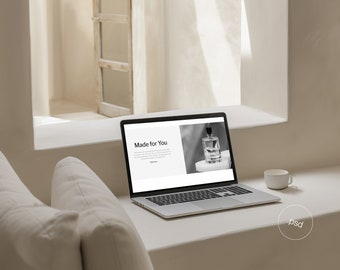 Minimalist MacBook Mockup | Villa Interior Website Design (PSD)