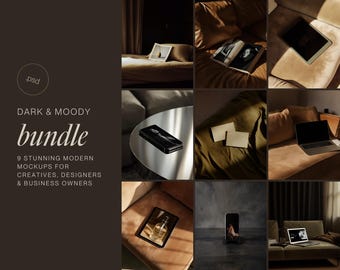 Dark Moody Device Mockup Bundle: Minimalist PSD Templates