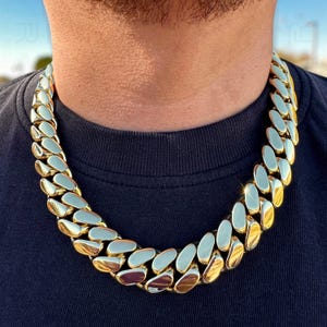 14K Gold Triple Plated Miami Cuban Link Necklace — Solid, Heavyweight Curb Chain with Box Clasp for Men 10–22mm