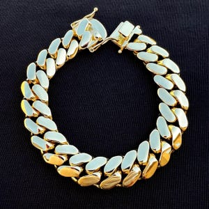 14K Gold Triple Plated Miami Cuban Link Bracelet — Solid, Heavyweight Curb Chain with Box Clasp for Men 10–22mm