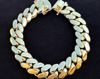 14K Gold Triple Plated Miami Cuban Link Bracelet — Solid, Heavyweight Curb Chain with Box Clasp for Men 10–22mm