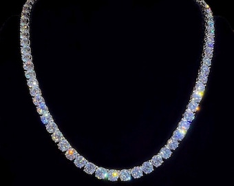 VVS1 Moissanite Tennis Necklace 2mm–6.5mm – D Color 925 Sterling Silver Iced Out Chain