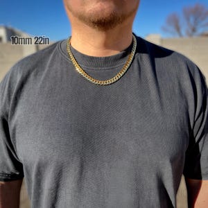 14K Gold Triple Plated Miami Cuban Link Necklace — Solid, Heavyweight Curb Chain with Box Clasp for Men 10–22mm 10mm