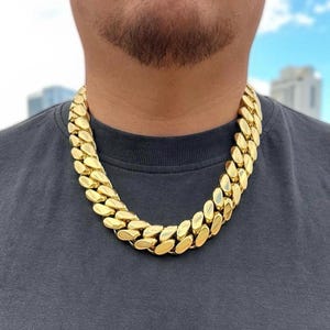 Gold Cuban Link Chain for Men 24mm – Heavyweight Miami Necklace, Thick 14K Gold Plated Hip Hop Jewelry, 22–28 Inch