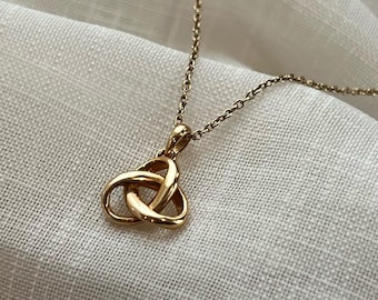 Trinity Knot Pendant 14k Solid Gold, Eternal Love Necklace, Celtic Knot Gold Pendant, Unisex Anniversary Gift