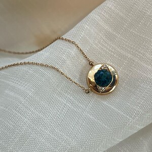 Colgante de ojo malvado, collar de topacio azul Londres, colgante de oro de 14 quilates con piedras mixtas, collar de diamantes y topacios cultivados en laboratorio, joyería espiritual única