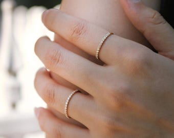 Diamond Eternity Ring 14k Solid Gold, Lab Diamond Stacking Band, Anniversary Wedding Ring, Eternity Promise Ring