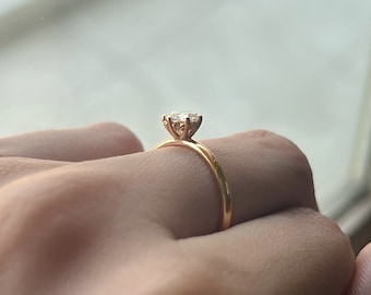 Moissanite Engagement Ring 14k Gold, Multi-Stone Wedding Band, Classic Yellow Gold Bridal Ring, Anniversary Diamond Alternative