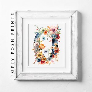 Monograma O - Impresión de arte de letras del alfabeto floral - Decoración de pared digital única, arte de pared de letras de flores personalizado, arte de palabras de nombre personalizado