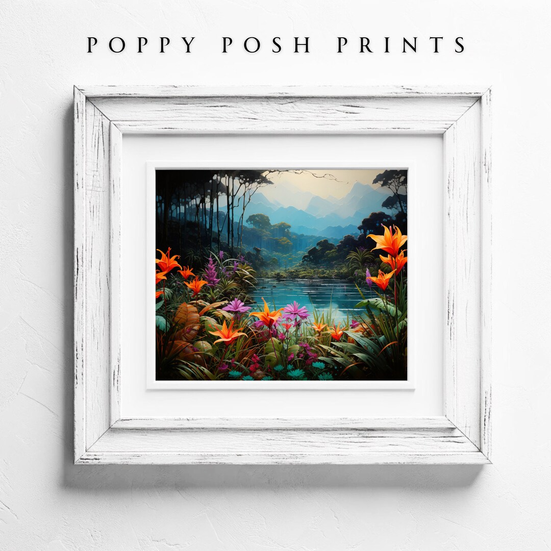 Tropical Rainforest Wall Art Lush Vibrant Rainforest Florals, Botanical