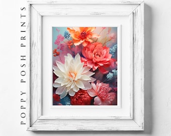 Dreamy Blossoms Floral Print: Vibrant Contemporary Wall Art (Digital Download)