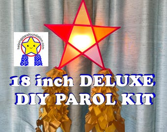 DIY deluxe 18-inch Parol Kit: Laser Cut Star Puzzle, Filipino Christmas Decor, Philippines
