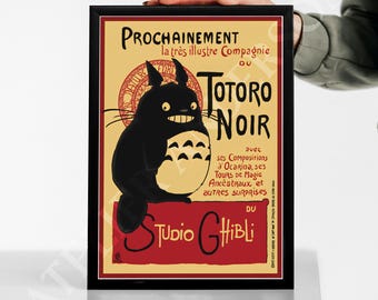 Póster de Totoro Negro - Studio Ghibli